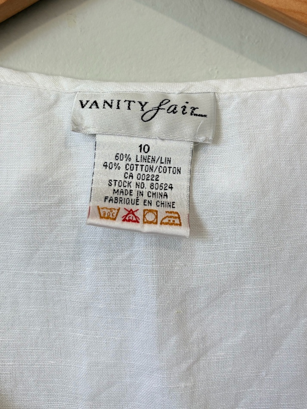 Vintage White Linen Blend Sleeveless Blouse 10 Ruffle Collar Cottagecore - Picture 3 of 7